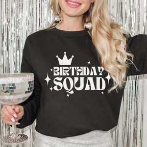 Birthday Squad Sweatshirt, Girl Birthday Sweater, Long Sleeve Crew Neck
